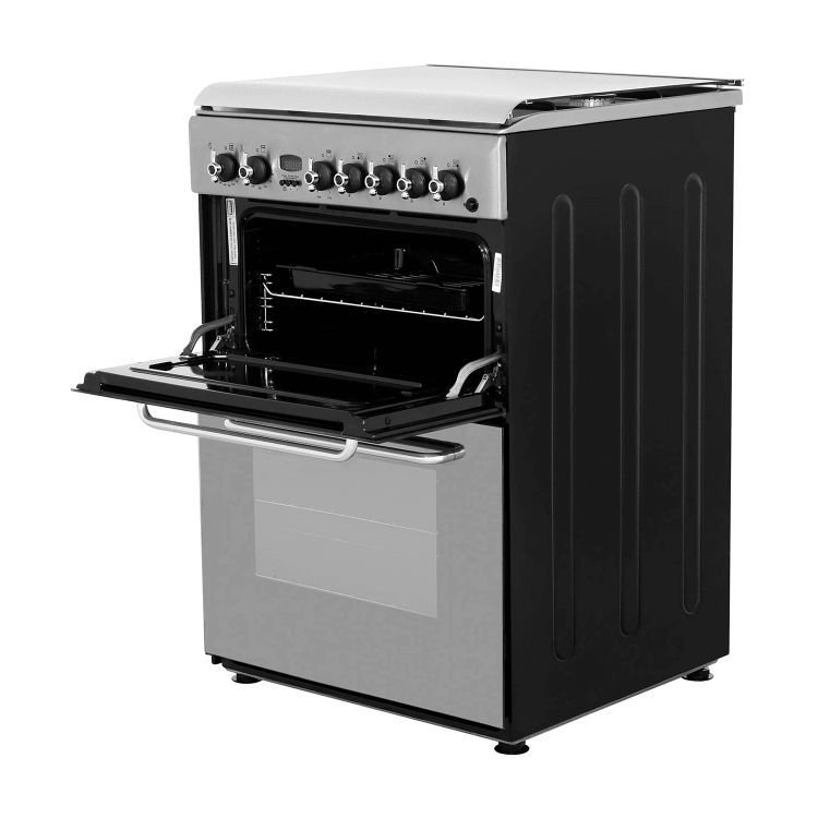 GRADE A2 - Indesit KDP60SE 60cm Double Oven Dual Fuel Cooker - Stainless Steel
