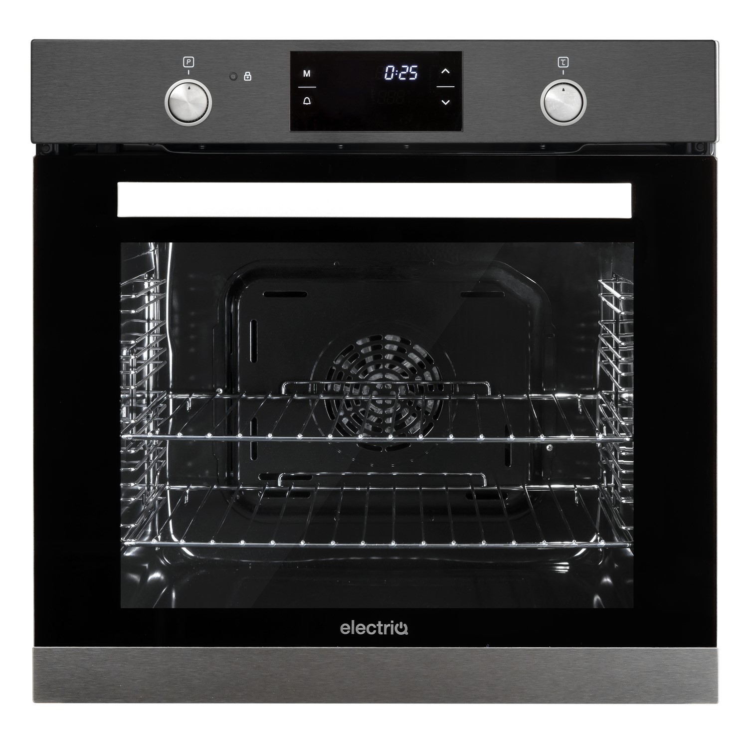 Refurbished electriQ EQBIOPYROVINOX 60cm Single Built In Electric Oven Grey