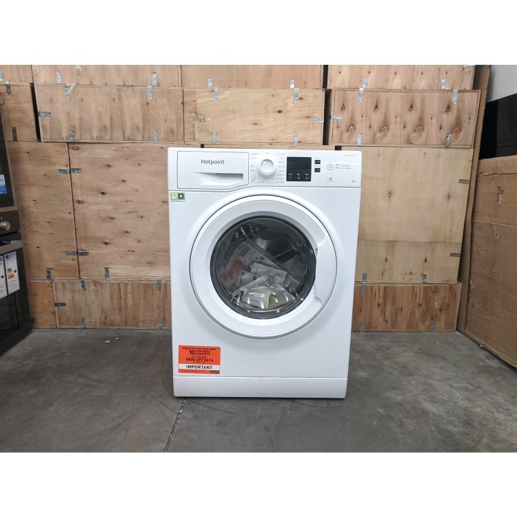 Refurbished Hotpoint NSWM863CWUKN Freestanding 8KG 1600 Spin Washing Machine With SteamHygiene White