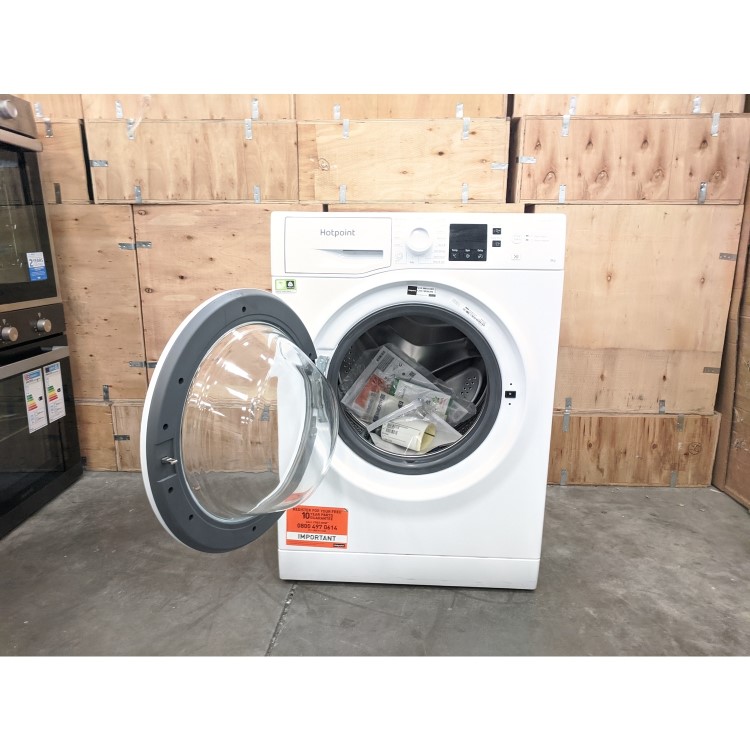Refurbished Hotpoint NSWM863CWUKN Freestanding 8KG 1600 Spin Washing Machine With SteamHygiene White