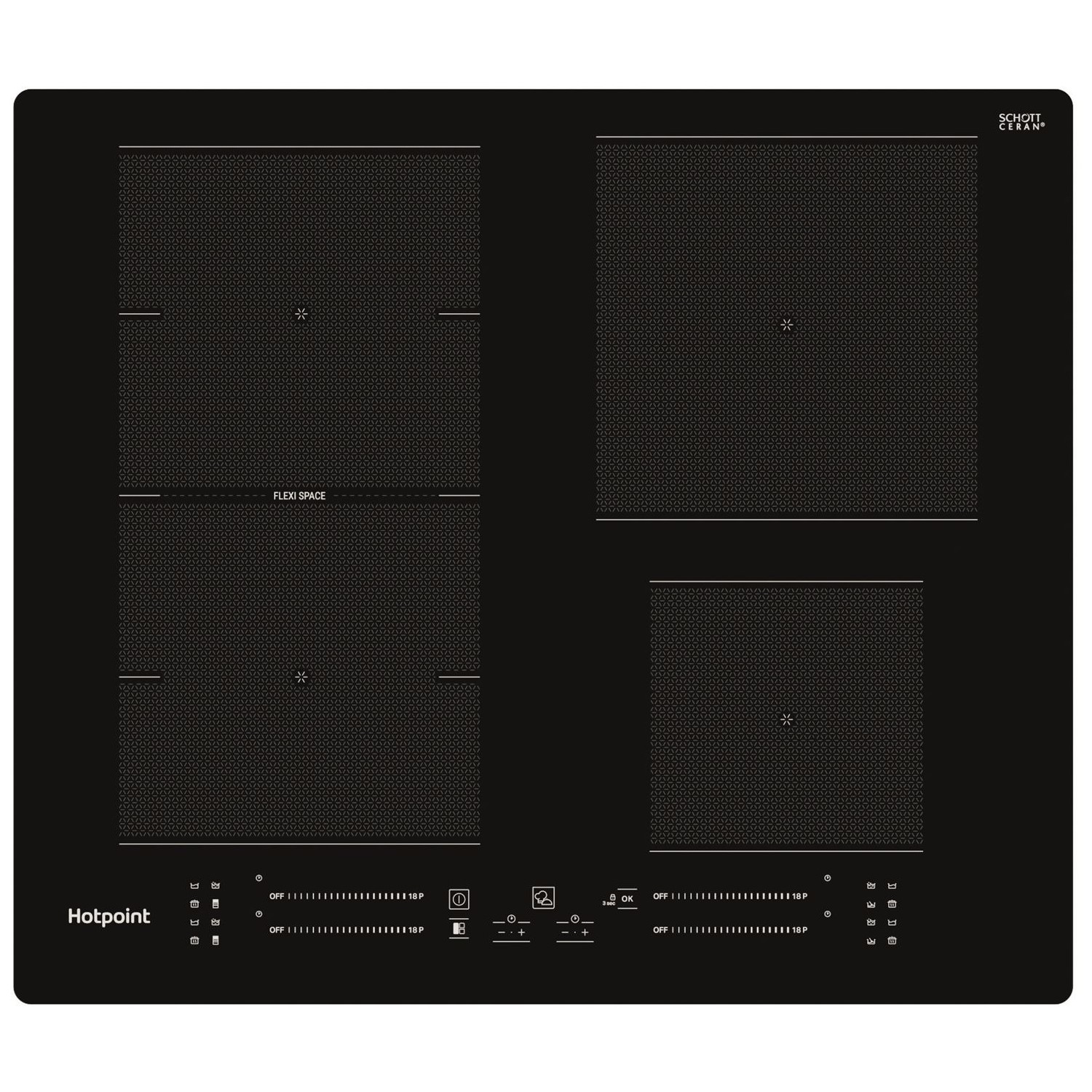 Refurbished Hotpoint TS5760FNE 59cm 4 Zone Induction Hob with Flexi Space