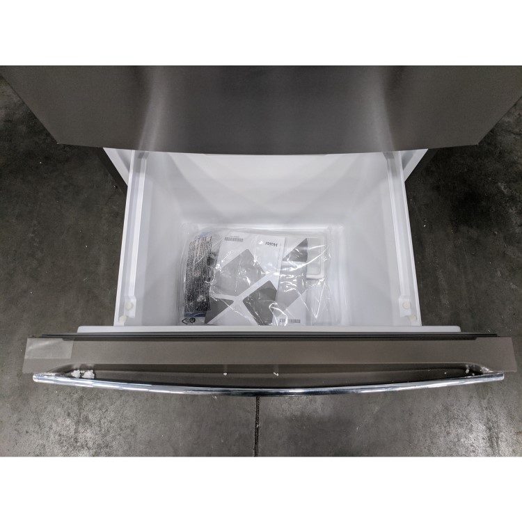 Refurbished Haier HTR3619FNMP Freestanding 345 Litre 70/30 Frost Free Fridge Freezer Stainless Steel