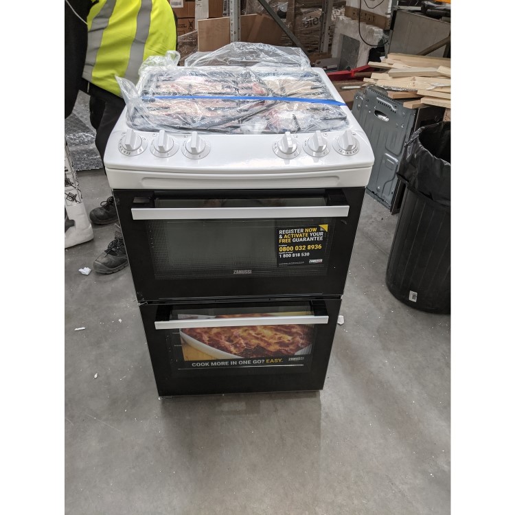 Refurbished Zanussi ZCG43050WA 55cm Double Oven Gas Cooker White