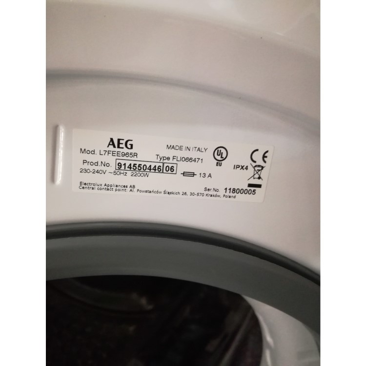 Refurbished AEG 7000 Series L7FEE965R Freestanding 9KG 1600 Spin Washing Machine White