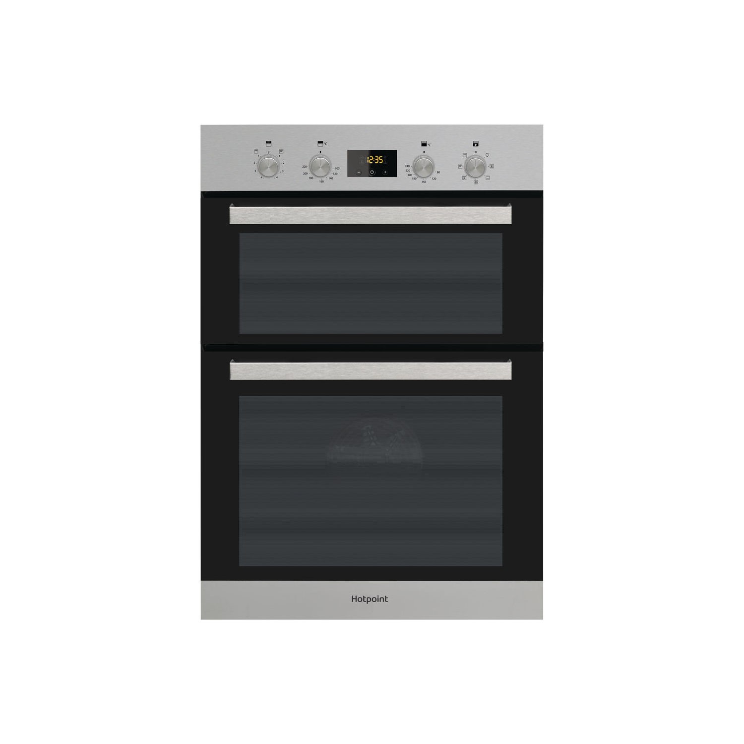 Refurbished Hotpoint Newstyle DKD3841IX Double Built In Electric Oven with Catalytic Liners Stainles