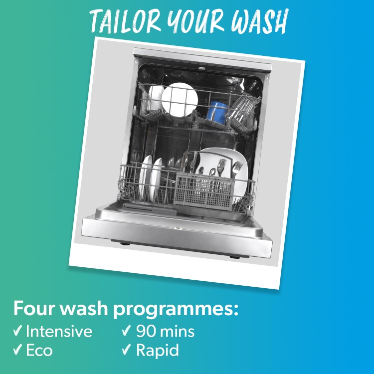 GRADE A2 - electriQ 12 Place Freestanding Dishwasher - Silver