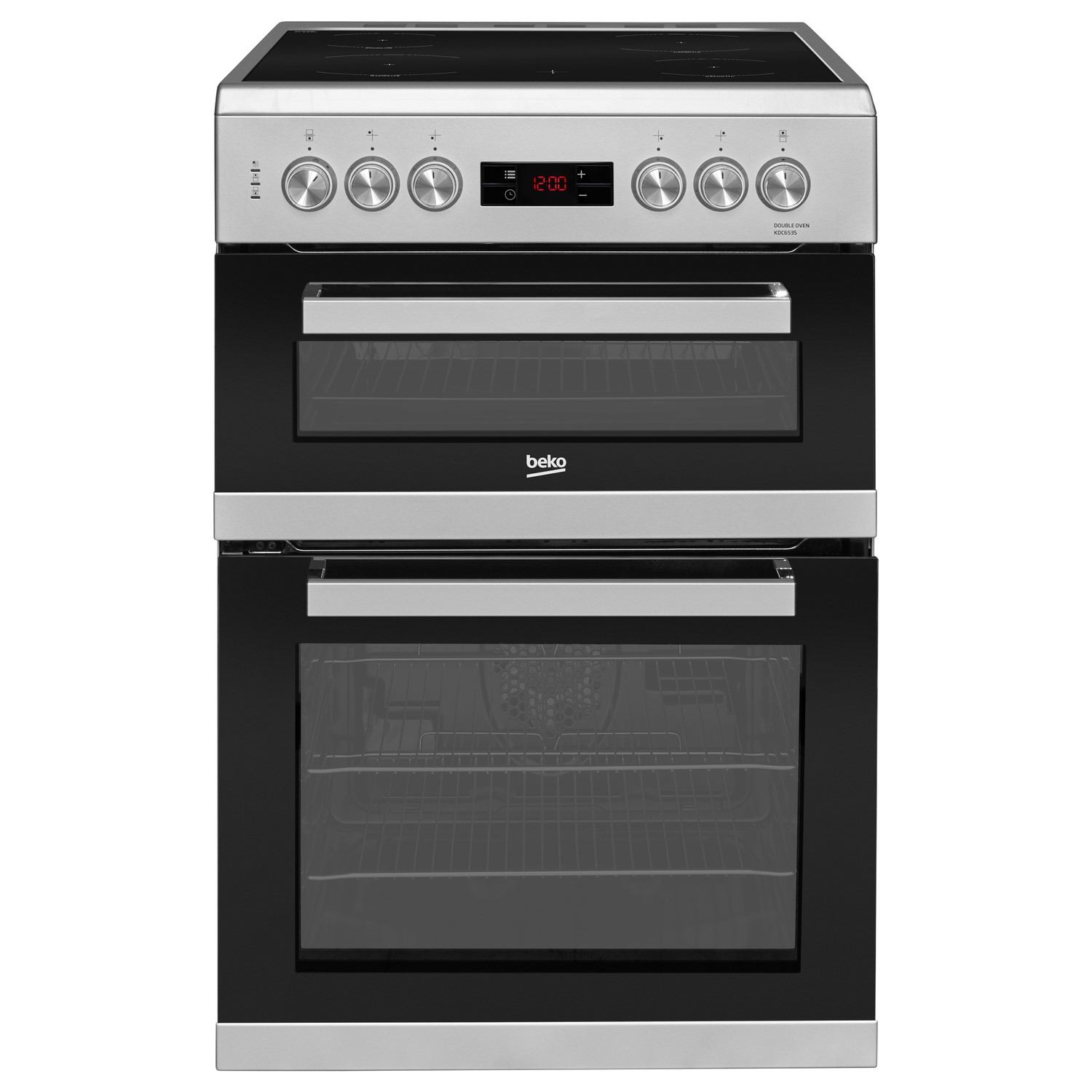 Beko 60cm Double Oven Electric Cooker - Silver