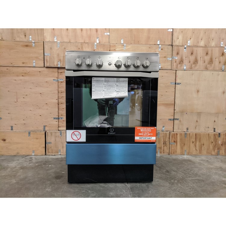 Refurbished Indesit I6G52X 60cm Single Oven Dual Fuel Cooker Stainless Steel
