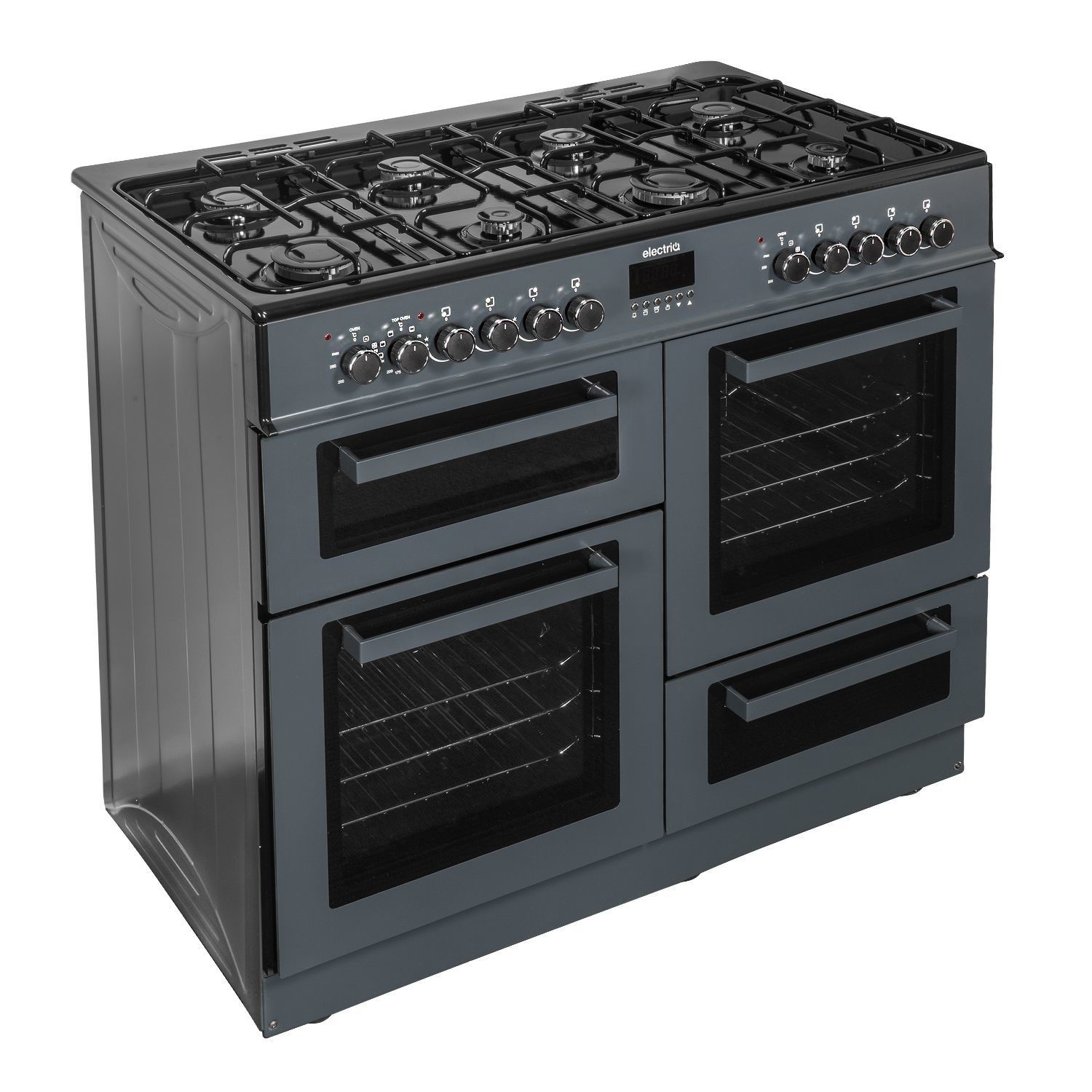 electriQ 100cm Dual Fuel Range Cooker Slate Grey EQRANGE100SLATE