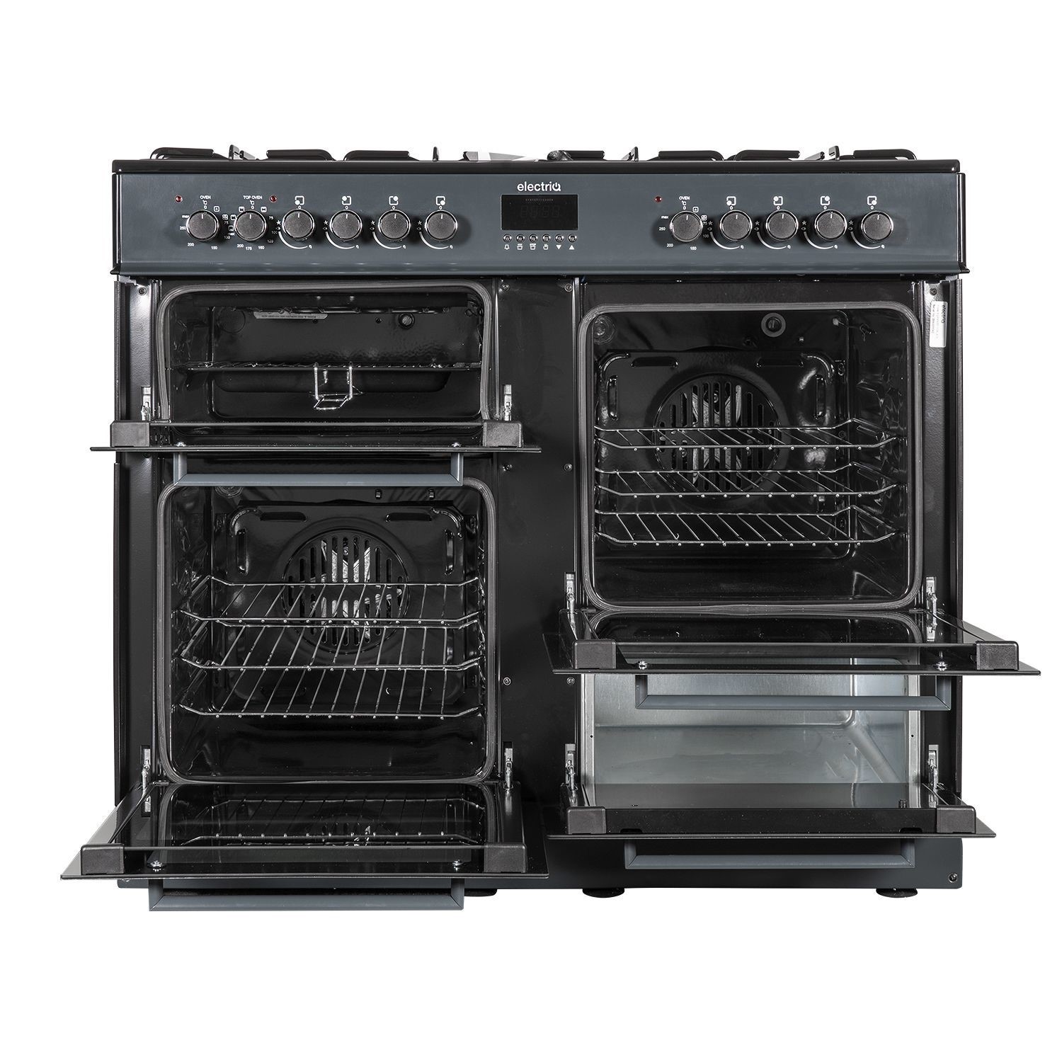 electriQ 100cm Dual Fuel Range Cooker Slate Grey EQRANGE100SLATE