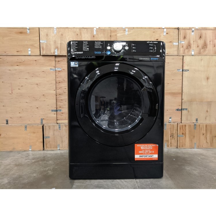 Refurbished Indesit BDE861483XKUKN Freestanding 8/6KG 1400 Spin Washer Dryer Black