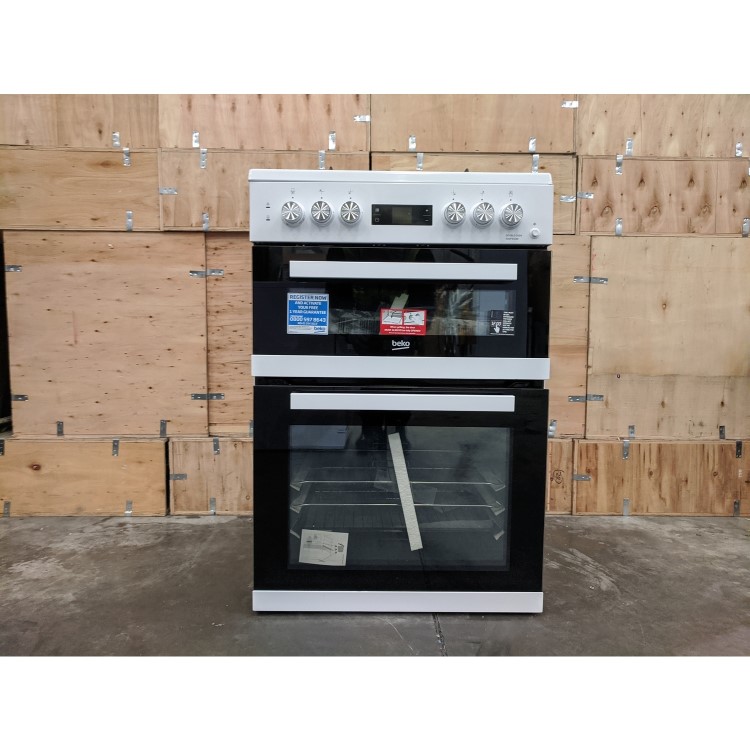Refurbished Beko KDDF653W 60cm Double Oven Dual Fuel Cooker White