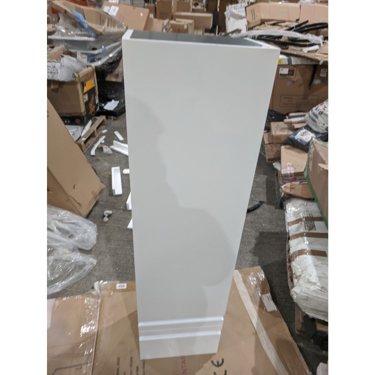 GRADE A2 - White Wood Effect Wall Mounted Tall Bathroom Cabinet 400mm - Boston