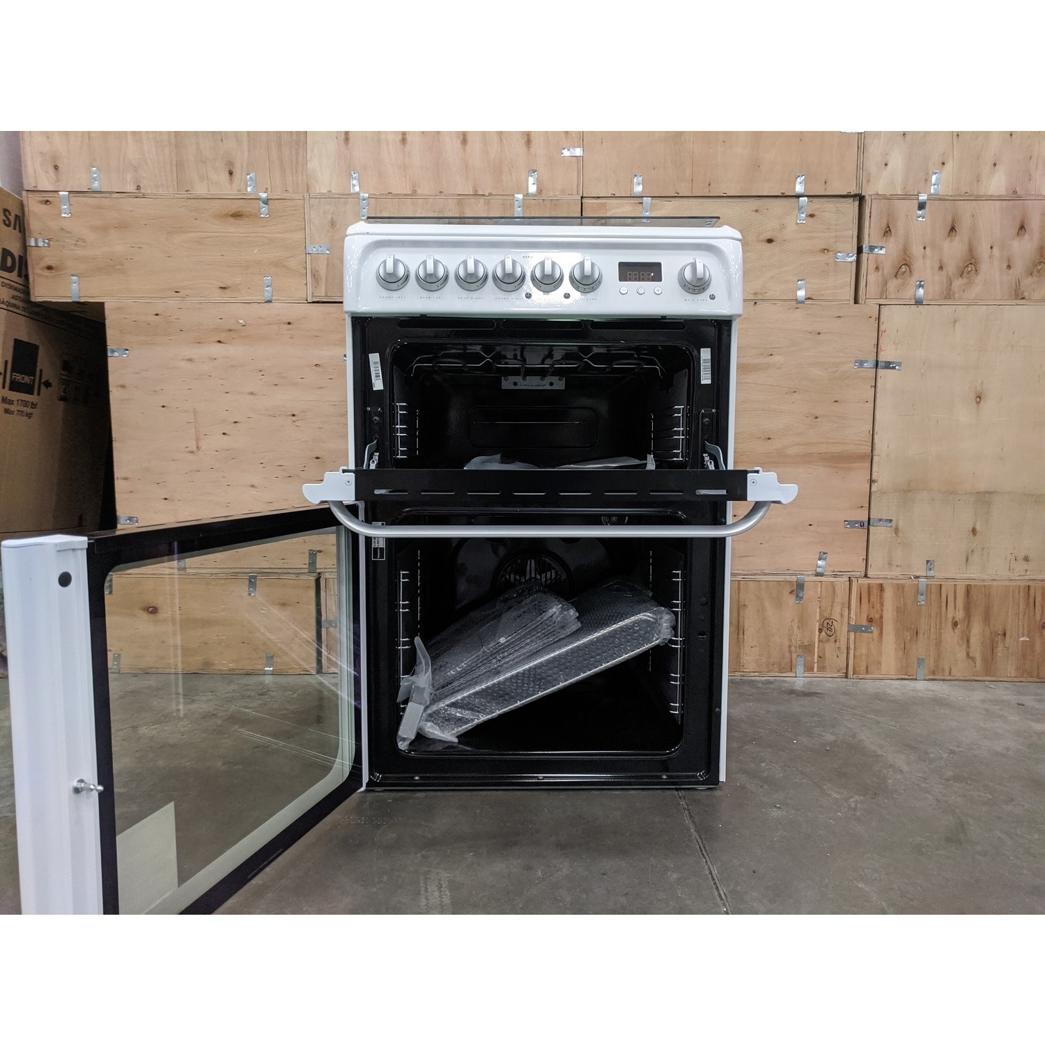 Refurbished Hotpoint Ultima HUD61P 60cm Double Oven Dual Fuel Cooker