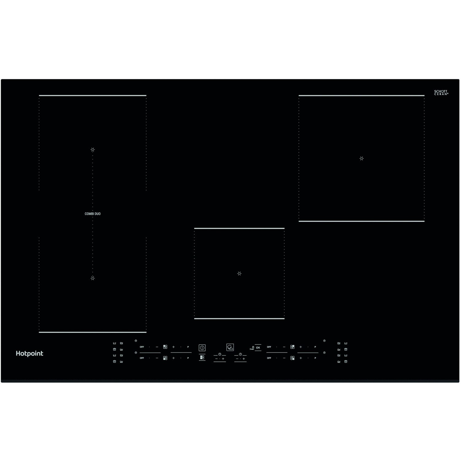 Refurbished Hotpoint TB3977BBF 77cm Touch Control 4 Zone Induction Hob Black