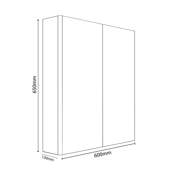 White Mirrored Wall Bathroom Cabinet 600 x 650mm - Portland