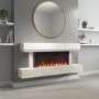 GRADE A3 - White and Beige Concrete Effect Wall Mounted Alexa Electric Fireplace - Amberglo