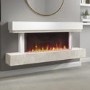 GRADE A3 - White and Beige Concrete Effect Wall Mounted Alexa Electric Fireplace - Amberglo