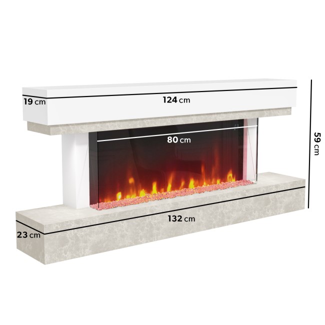 White and Beige Concrete Effect Wall Mounted Alexa Electric Fireplace -  Amberglo AGL037 | Appliances Direct