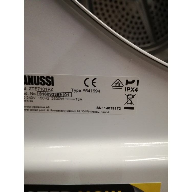 Refurbished Zanussi ZTE7101PZ Vented 7KG Tumble Dryer White