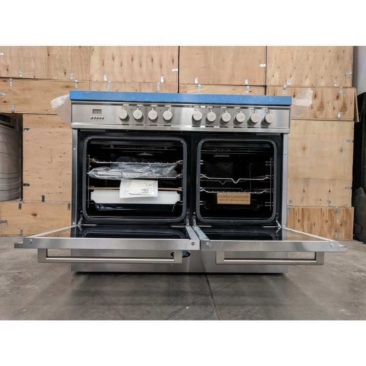 Refurbished Britannia Q Line 100cm Double Oven Dual Fuel Range Cooker Stainless Steel