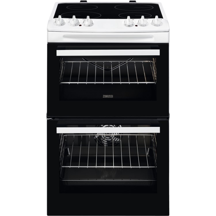GRADE A2 - Zanussi ZCV46050WA 55cm Double Oven Electric Cooker With Ceramic Hob - White