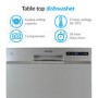GRADE A3 - electriQ EQDWTTS Freestanding 6 Place Compact Table Top Dishwasher - Silver