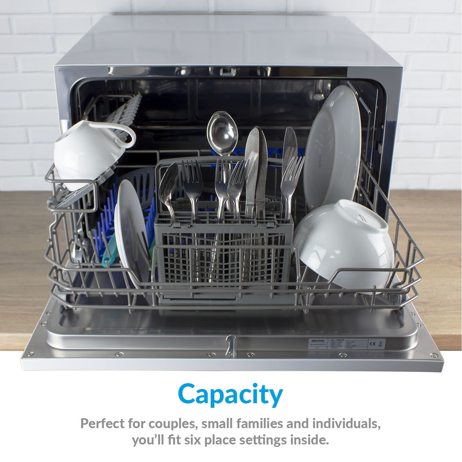 GRADE A2 electriQ Freestanding 6 Place Compact Table Top Dishwasher