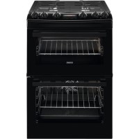 Refurbished Zanussi ZCK66350BA 60cm Double Oven Dual Fuel Cooker with Lid Black