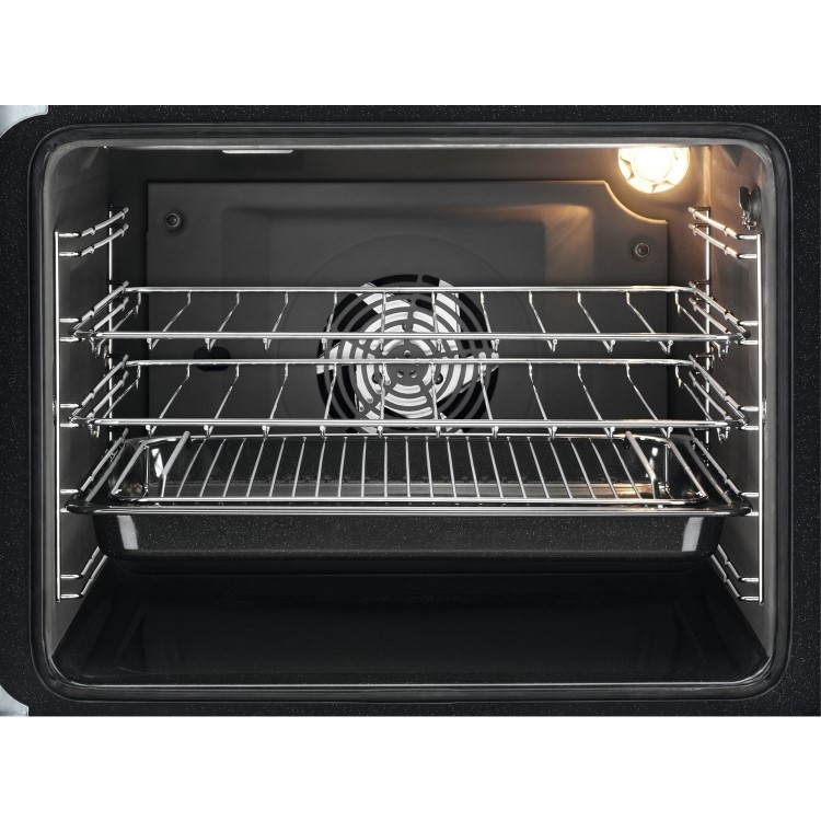 Refurbished Zanussi ZCK66350BA 60cm Double Oven Dual Fuel Cooker with Lid Black