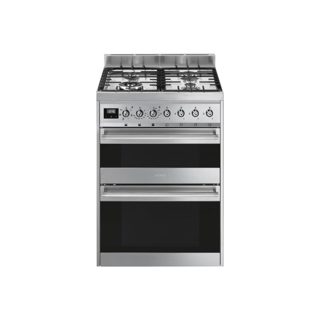 Smeg Symphony 60cm Dual Fuel Cooker with Multifunction Oven - Stainless Steel