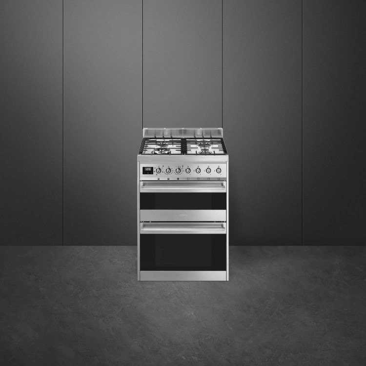 Refurbished Smeg Symphony SY62MX9 60cm Dual Fuel Cooker Stainless Steel