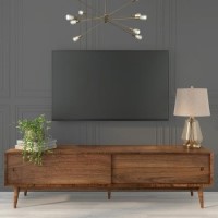 Solid Walnut TV Unit with Sliding Doors & Drawers TV's up to 70" - Briana