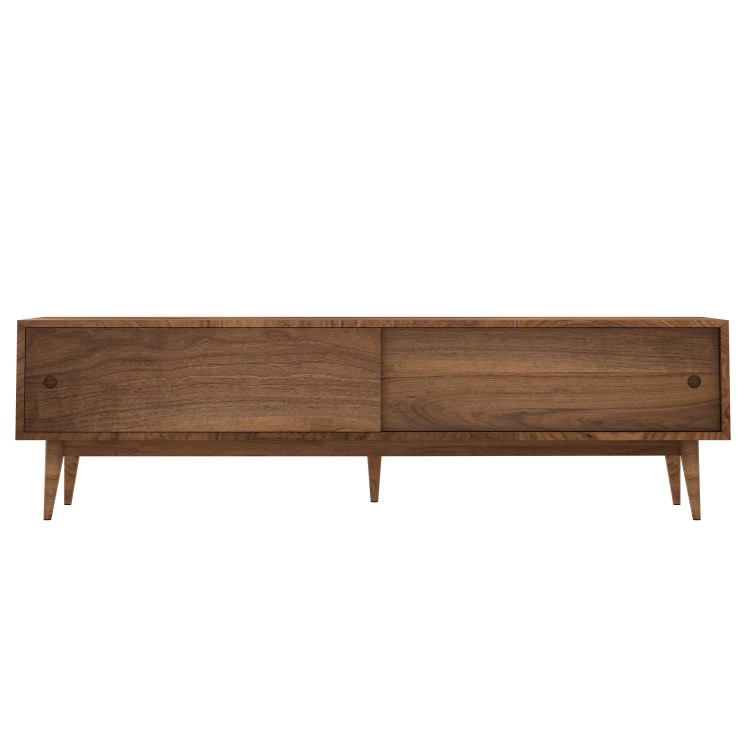 Solid Walnut TV Unit with Sliding Doors & Drawers TV's up to 70" - Briana