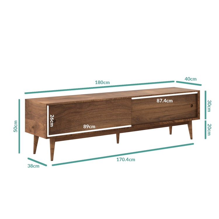 Solid Walnut TV Unit with Sliding Doors & Drawers TV's up to 70" - Briana