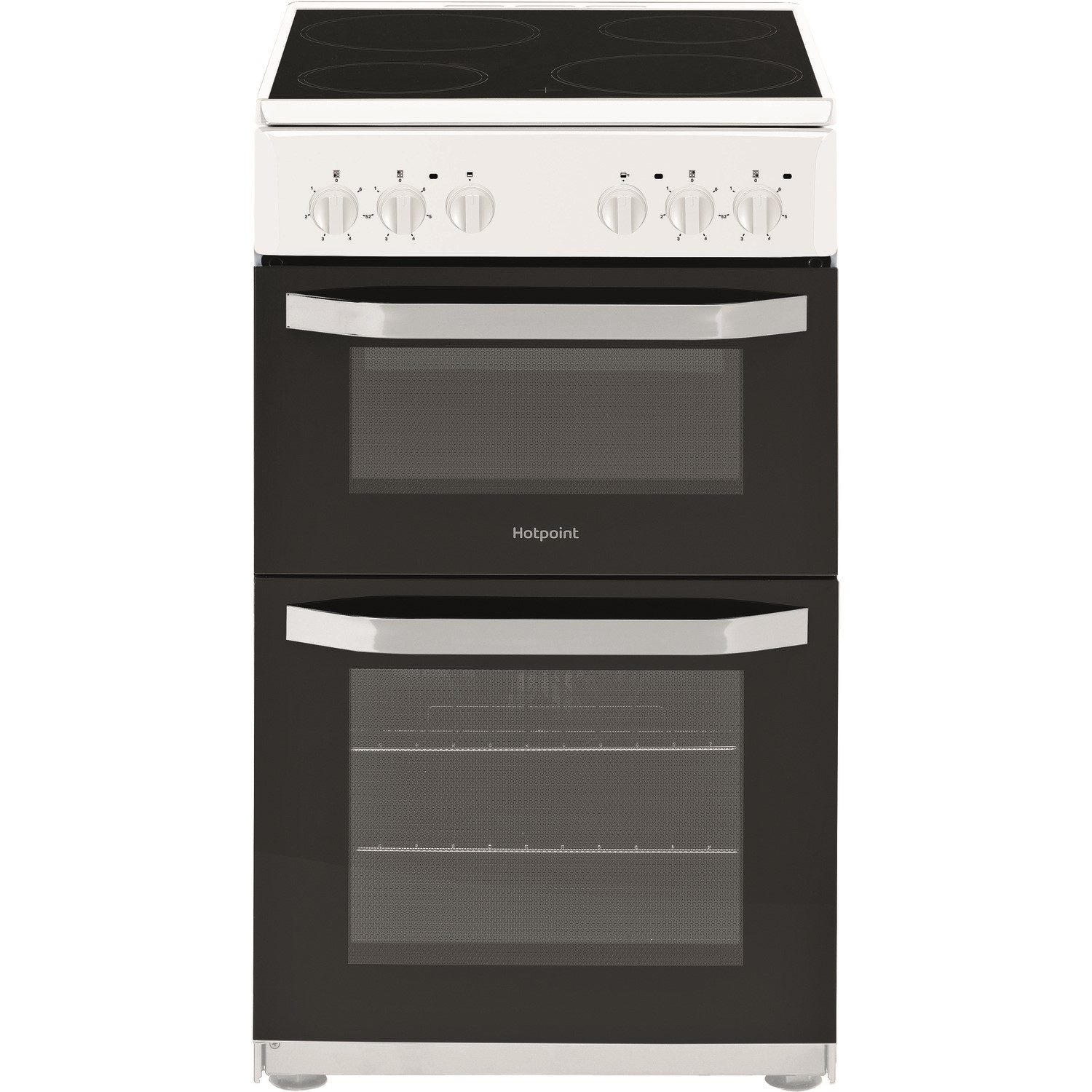 Refurbished Hotpoint HD5V92KCW 50cm Double Cavity Electric Cooker With Ceramic Hob - White