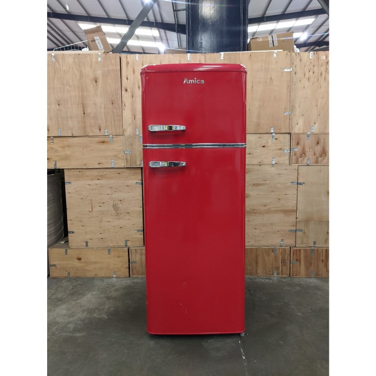 Refurbished Amica FDR2213R Freestanding 208 Litre 80/20 Fridge Freezer Red