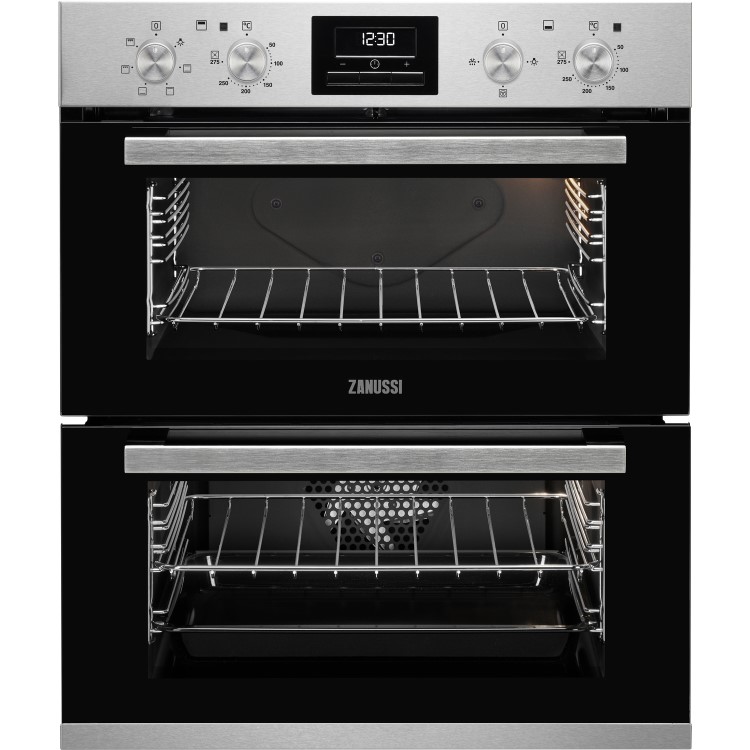 Refurbished Zanussi ZOF35601XK 60cm Double Built Under Electric Oven with Catalytic Liners Stainless Steel