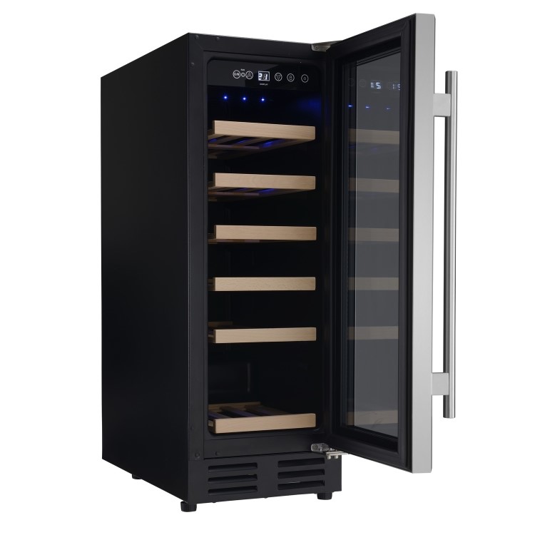 GRADE A3 - electriQ 30cm Wide 18 Bottle Wine Cooler - Stainless Steel/Black