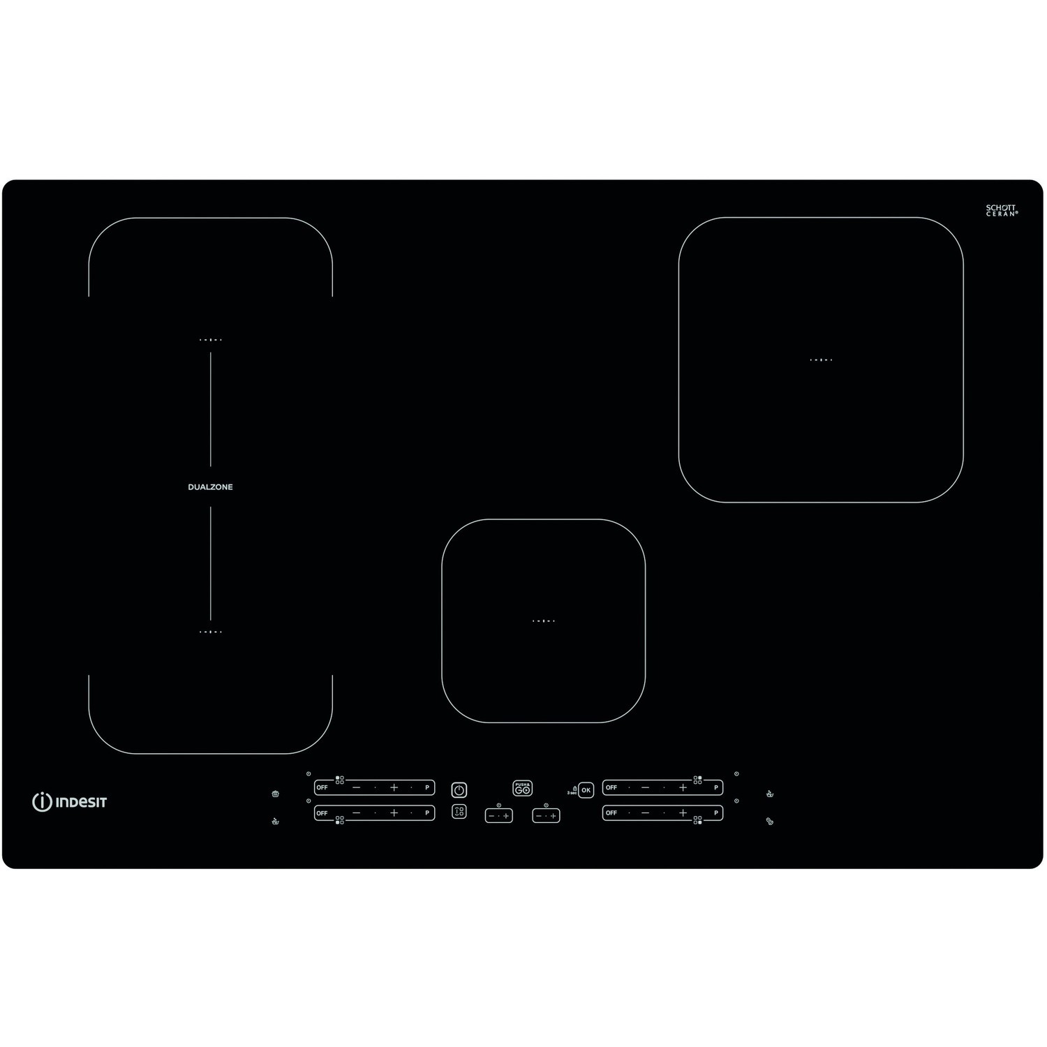 Refurbished Indesit IB21B77NE 77cm 4 Zone Induction Hob with Dualzone