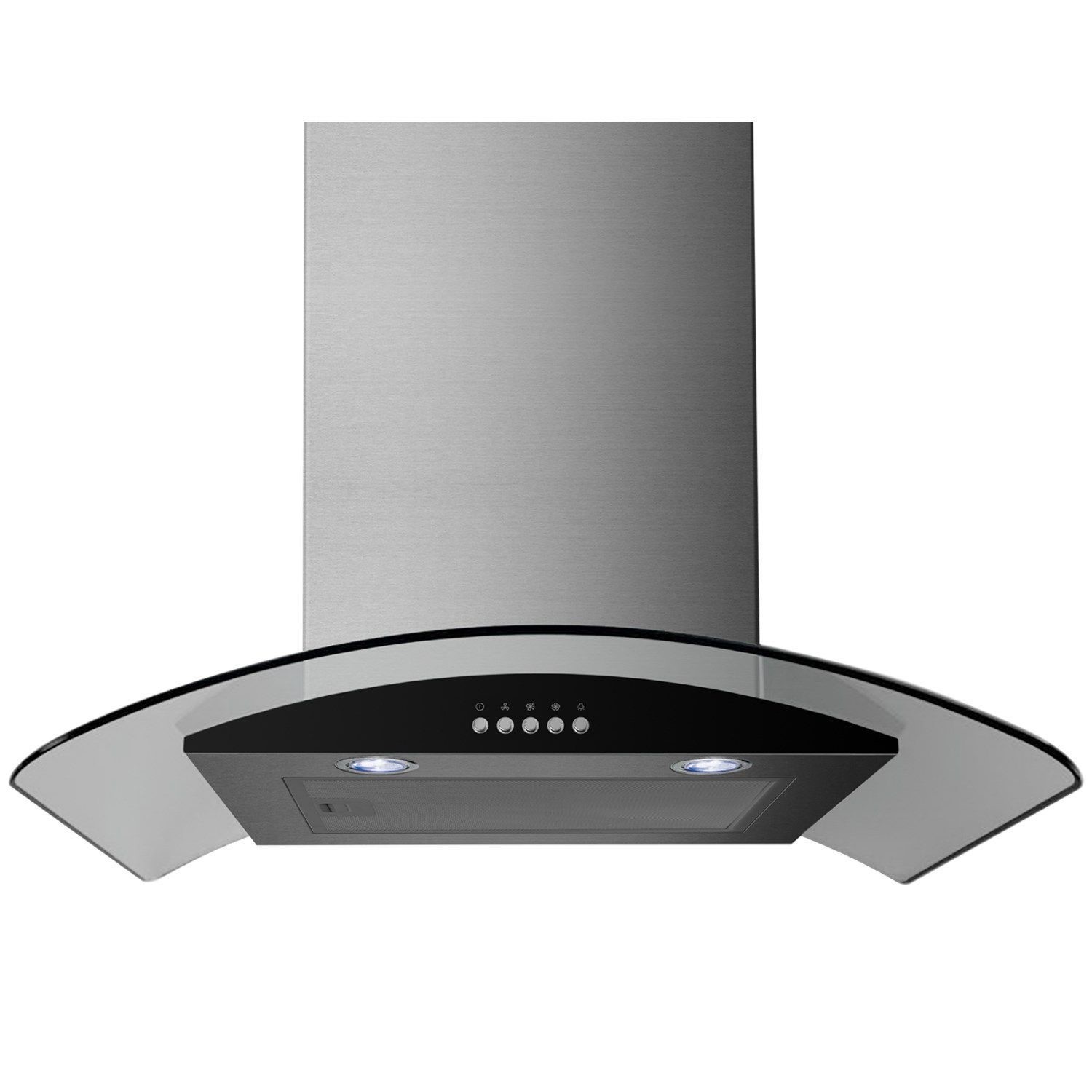 60cm Stainless Steel Curved Glass Chimney Cooker Hood