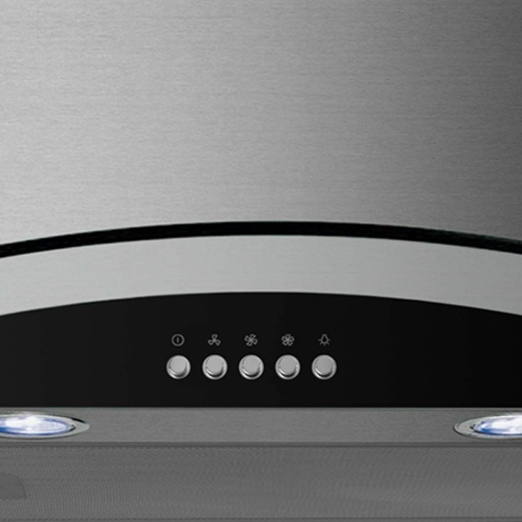 GRADE A2 - electriQ 60cm Stainless Steel Curved Glass Chimney Cooker Hood 