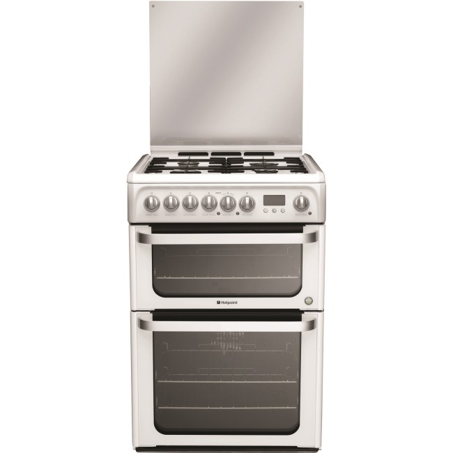 GRADE A2 - Hotpoint HUD61P Ultima 60cm Double Oven Dual Fuel Cooker - White