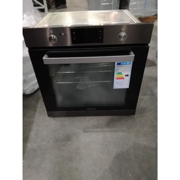 Refurbished electriQ EQBIOPYROVINOX 60cm Single Built In Electric Oven Grey