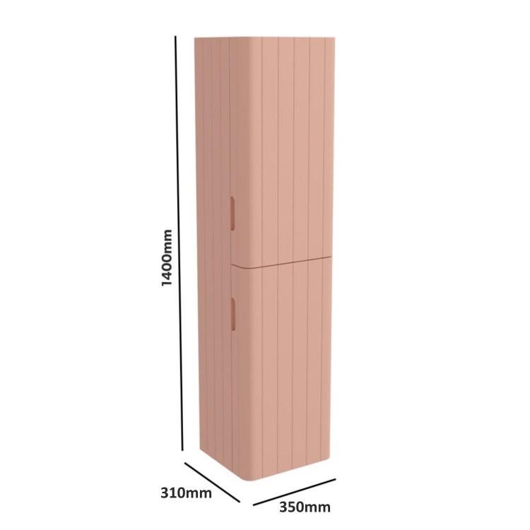 Pink Wall Mounted Tall Bathroom Cabinet 350mm - Empire