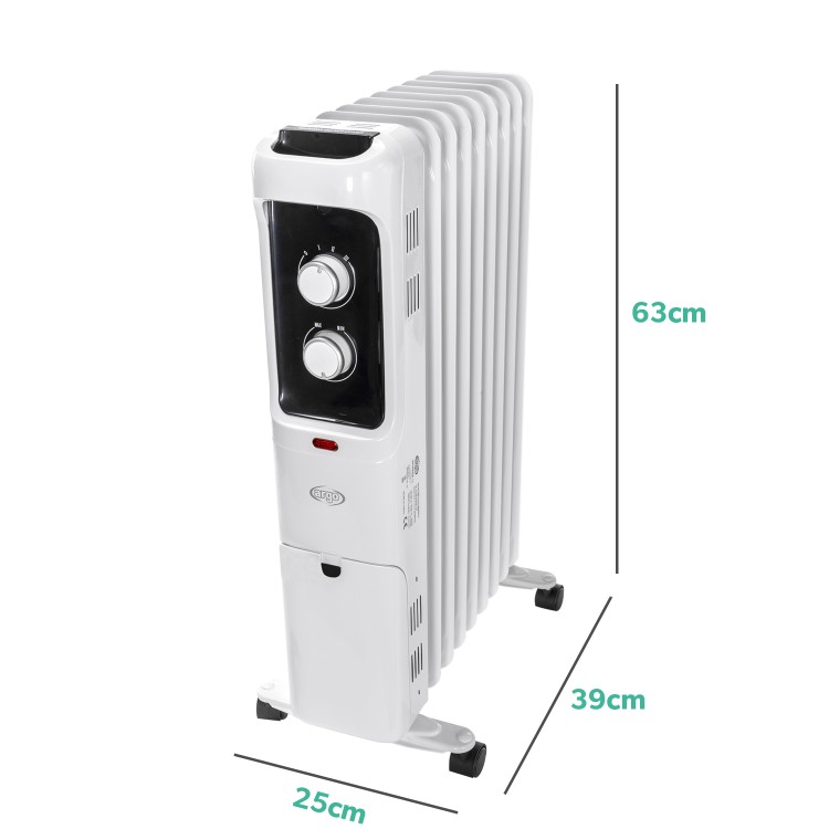 Refurbished Argo Whisper 2 kw Portable Oil Filled Radiator 8 Fin with Thermostat
