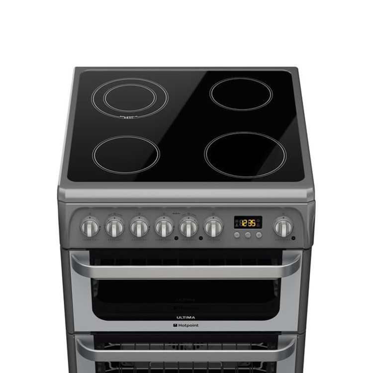 GRADE A2 - Hotpoint HUE61GS Ultima 60cm Double Oven Electric Cooker with Ceramic Hob - Graphite