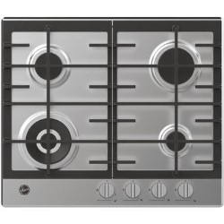 Refurbished Hoover H-HOB 300 HHG6BF4K3X 60cm 4 Burner Gas Hob with Cast Iron Pan Stands Stainless Steel