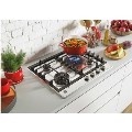 Refurbished Hoover H-HOB 300 HHG6BF4K3X 60cm 4 Burner Gas Hob with Cast Iron Pan Stands Stainless Steel