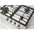 Refurbished Hoover H-HOB 300 HHG6BF4K3X 60cm 4 Burner Gas Hob with Cast Iron Pan Stands Stainless Steel